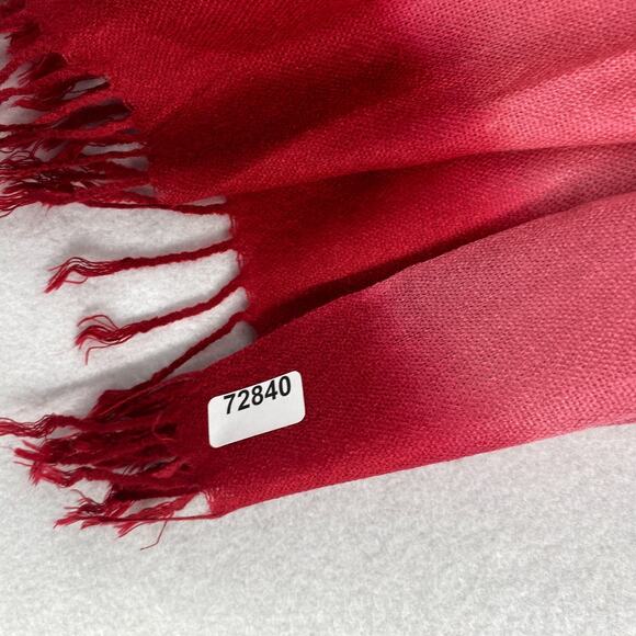 Scarf Womens Ombre Tie Dyed Striped Shawl Wrap Rectangle Fringed Red 28" x 68" - Picture 11 of 11